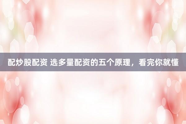 配炒股配资 选多量配资的五个原理，看完你就懂